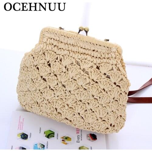 OCEHNUU Summer Crossbody Bags For Women Small Girls Beach Bag Straw Weave Hollow Out Women Shoulder Messenger Bags Bolsos Mujer