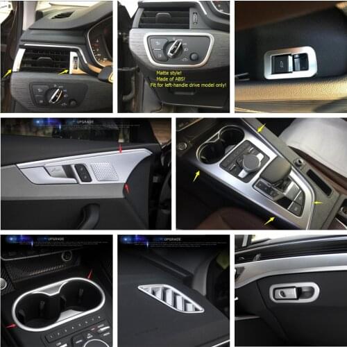 Yimaautotrims Matte Interior Refit Kit Fit For Audi A4 B9 2016 - 2020 Gearbox / Air AC Panel / Front Water Cup Holder Cover Trim