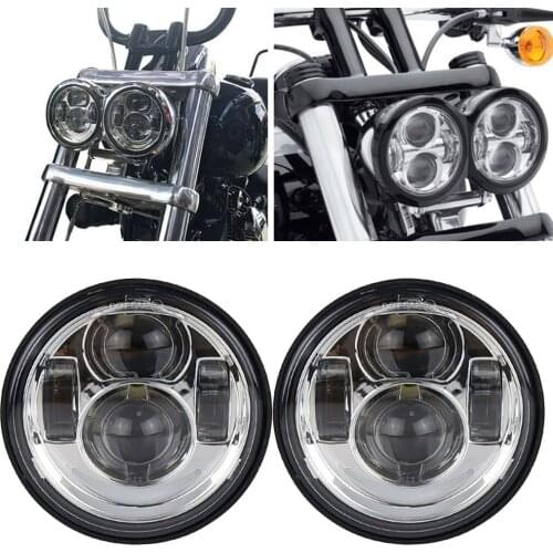 2 Pcs Motorcycle 5 Inch Moto Round Headlamps For Harley Dyna FXDF Model Driving Lamps 5" Fat Bob Projector LED Headlight