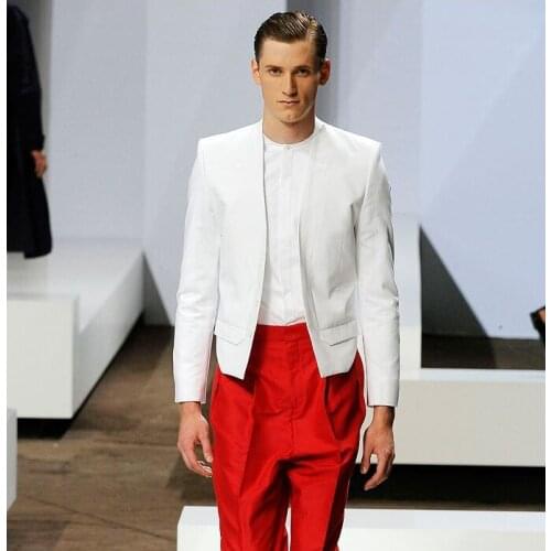 Coat Mens Long Sleeve 2021 spring thin European and American fashion slim casual White Retro Top Jacket