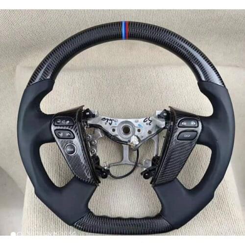 OEM Cuatomized Trim Gloss Carbon Fiber Sports Steering Wheel Alcantara Leather compatible for Toyota Crown 2015-2018