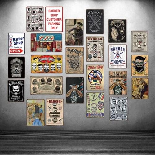Barber Shop Customer Parking Only Metal Sign Shabby Chic Wall Home Art Shop Bar Decoration 30X20CM DU-3044A