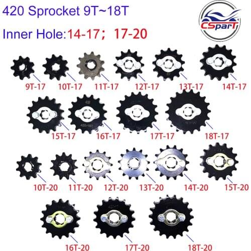 9T 10T 11T 12T 13T 14T 15T 16T 17T 18T Tooth 420 ID 17MM Front Sprocket For Honda Dirt bike Motorcycle