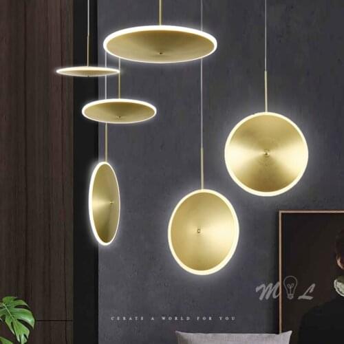 Golden UFO Industrial Lamp Led Acrylic 7W 12W 18W Hanging Lamp Suspension Pendant Lights for Living Room Restaurant Pendant Lamp