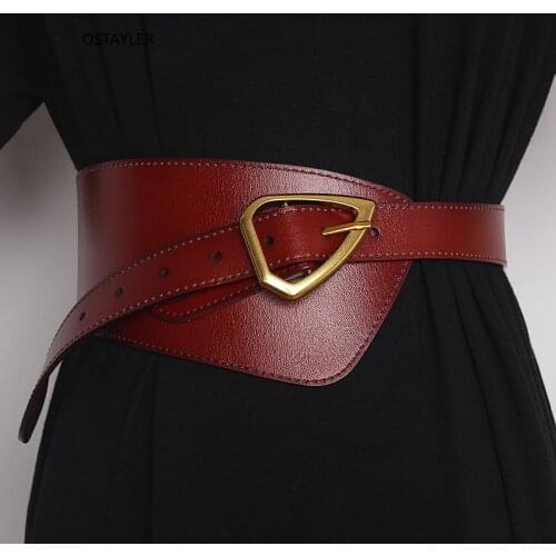 Multi-color Irregular Women Belt for Suit Shirt Spring Autumn Plain Genuine Cow Leather Cummerbund Corset Ladies Waistband Belt
