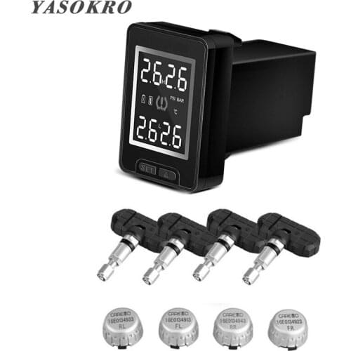 YASOKRO For Toyota Auto Wireless TPMS Tire Pressure Monitoring System With 4 External / Internal LCD Display Embedded Monitor