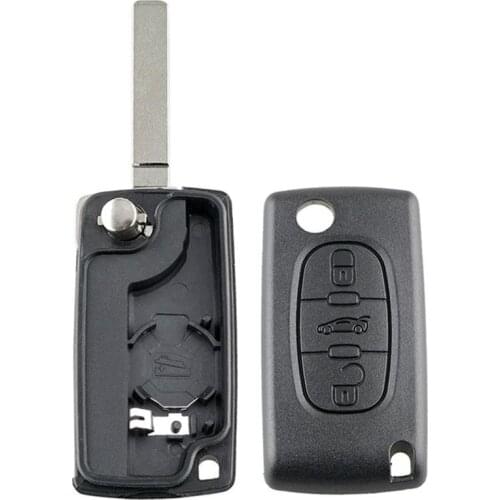 3 Button Car Replacement Remote Fob Key Shell Case Uncut Blade For Peugeot 207 307 407 308 607 For Citroen 3 Button Without Slot