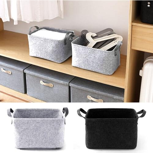 Felt Storage Baskets Dirty Laundry Basket Desktop Organizer Bedroom Socks Storage Bags Cosmetics Container Sundries Organization