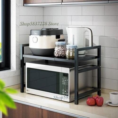 Retractable kitchen shelf microwave oven shelf oven storage household double countertop desktop rice cooker cabinet
