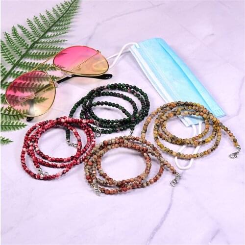 72CM Boho Natural Beaded Hang Masks Womens Chain on the Neck Cord Lanyard for Sunglasses Chic Anti Slip Reading Eyewear Necklce