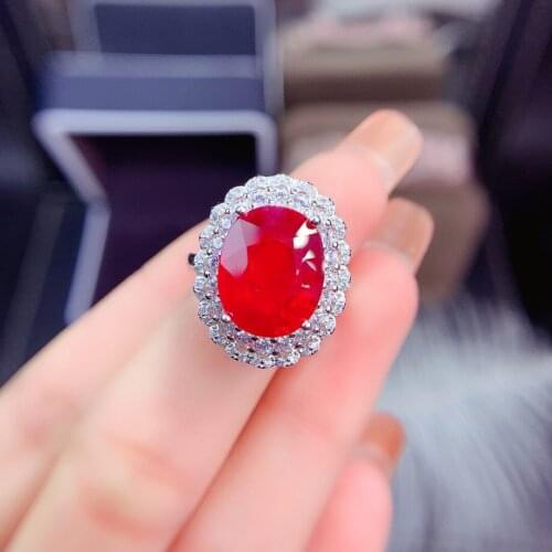 Natural Ruby Ring S925 Sterling Silver Fall Collection Classic Luxury Glamour Jewelry Engaged And Married