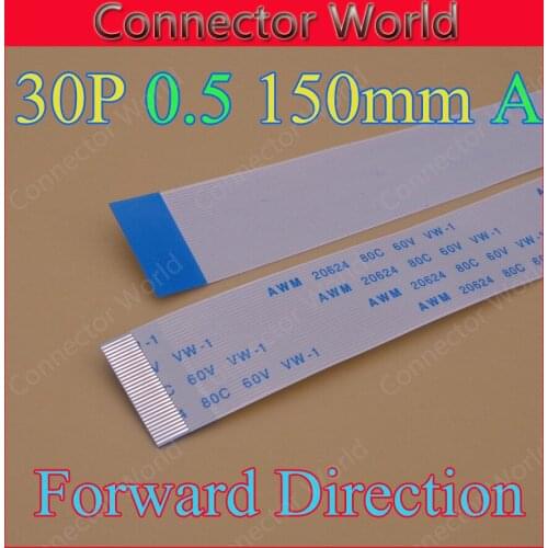 1-3pcs 30pin FFC FPC flat line flexible cable 0.5mm pitch 30 pin A Forward Length 150mm Ribbon Flex Cable AWM 20624 80C 60V VW-1