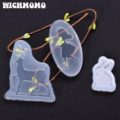New 1PCS Rabbit Girl Deer Craft DIY Transparent UV Resin Liquid Silicone Combination Molds for Necklace Earring Making Jewelry