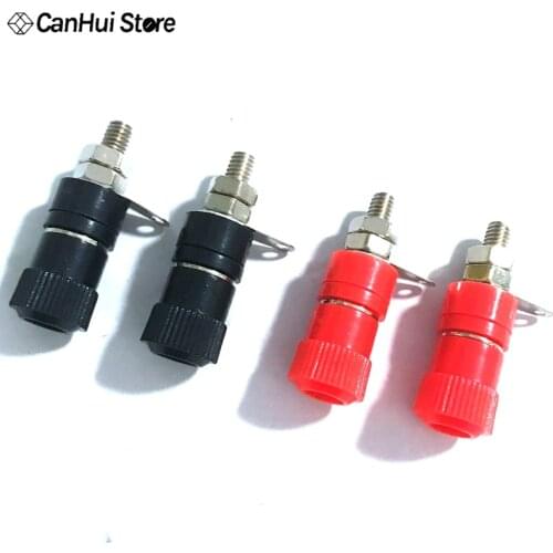 10ps 4mm Banana Socket Nickel Plated Binding Post Nut Banana Plug Jack Connector Red + Black JS-910B Terminal JS919 Opening 8mm
