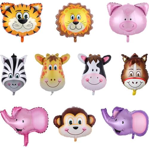 1pc Pig Tiger Lion Zebra Deer Giraffe Cow Animal Air Helium Balloon Kids Gift Birthday Party Decor Animal Zoo Theme Supplies