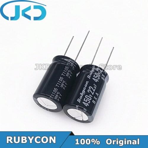 20pcs RUBYCON 22UF 450V 16*25mm 22UF450V 450V22UF 16x25mm Aluminum Electrolytic Capacitor
