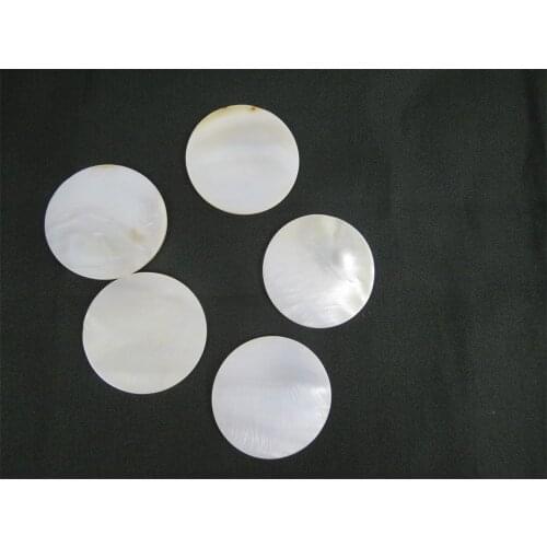 20Pcs Inlay material round shell dots white mother of pearl shell blanks 40*40mm