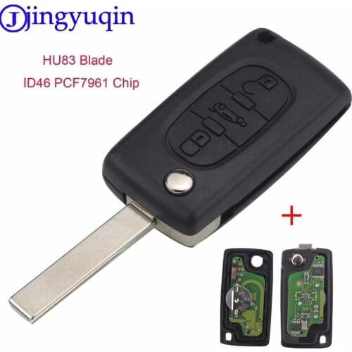 Jingyuqin 3 Button Auto Car Remote Key ASK For Peugeot 207 307 307S 407 433Mhz ID46 Transponder Chip PCF7961 HU83 Blade CE0523