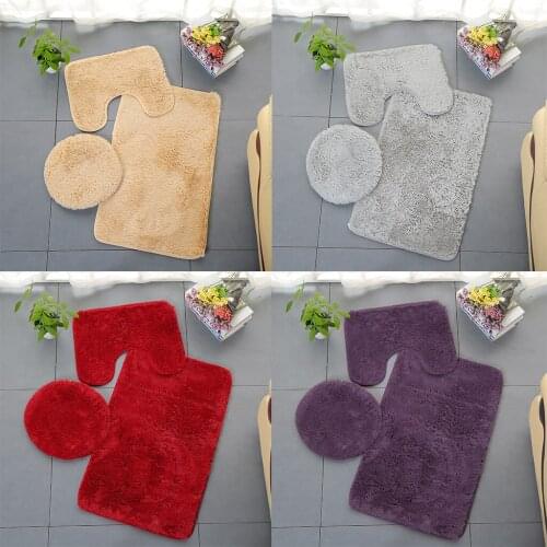 3 Piece Bathroom Anti-slip Mat Set Toilet Carpet Flannel Non-slip Shower Carpet Set Household Toilet Lid Shower Carpet Floor Mat