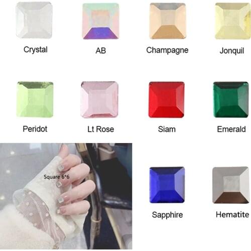 30 pcs New Square Shape Crystal AB Rhinestones For DIY Manicure Glass Nail Art 3D Decoration Design