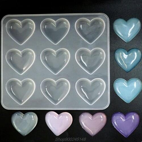 9 Cup Heart Chocolate Silicone Dessert Mould Baking Cupcake Resin Jewelry Mold Jy15 20 Dropship