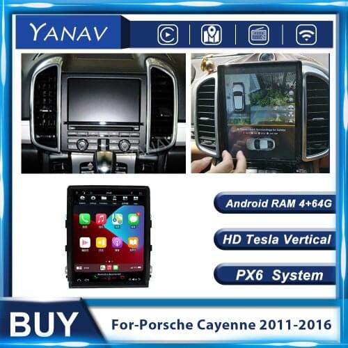 Car Radio GPS Navigation For-Porsche Cayenne 2011-2016 Android Stereo Head Uint Multimedia DVD Player Auto Tesla Vertical Screen