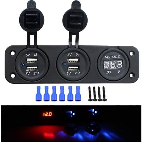 Multi Port 12V USB Charger Mobile Power Car Charger 12V Car USB Charger Socket Charger with Led Voltmeter 5V/3.1A Car USB