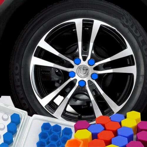 Free shipping 20pcs/set 21/19/17mm 5 color Silicone Hexagonal Car Wheel Lug Nut Bolt Cover Tyre Valve Screw Cap Antirust