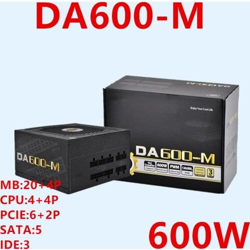 New PSU For Deepcool Brand ATX 2080Ti Full Module 80plus Bronze Desktop Computer Power Supply 600W Power Supply DA600-M