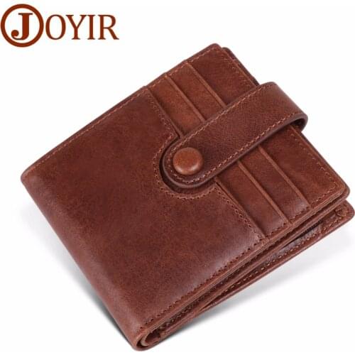 JOYIR Genuine Cow Leather Men Wallet Coin Pocket Small Vintage Men Walet Male Short Card Holder Purse Wallets Mens Purse New