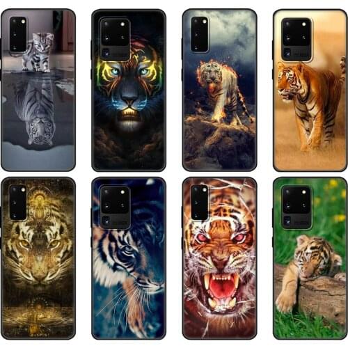 Black tpu Case For Samsung galaxy S20 /S20 PLUS/S20 ultra/S20+ /S20FE back cover Tiger Fashion Lovely
