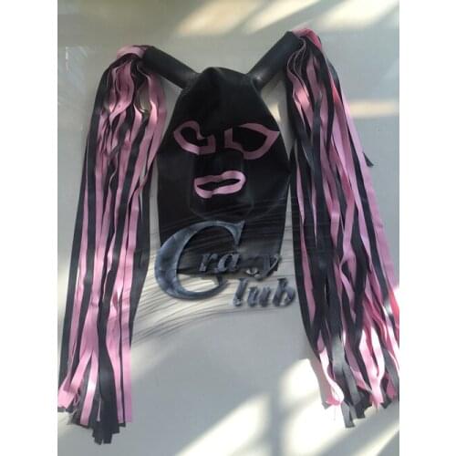 Crazy club_Customized Latex Pink Hood Mask Fetish Latex heroine hood with tress Real Sale Limit Women Zentai Mask Fast Delivery