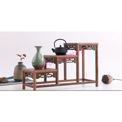 Solid wood chicken wing wood, large size be promoted step by step curio shelves, ornament pendulum rack