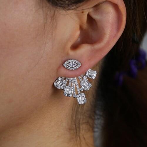5A cubic zirconia cz double sided women earring 2020 luxury women jewelry