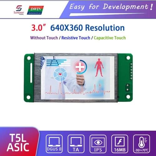 Dwin T5L HMI Intelligent Display, DMG64360K030_01W 3.0" IPS 640X360 LCD Module Screen Resistive/Capacitive Touch Panel