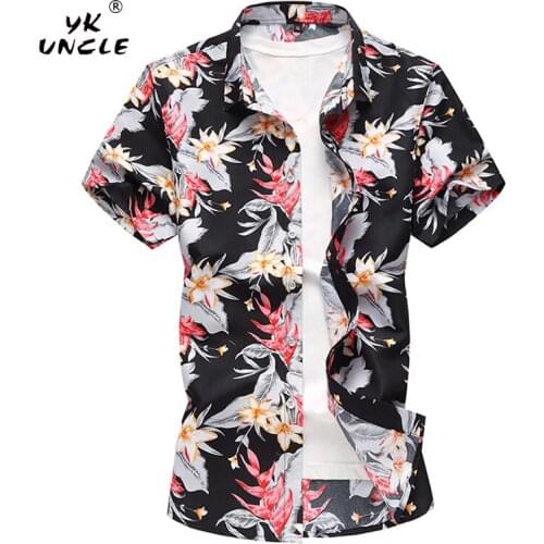 YK UNCLE Brand Classic Floral Shirts Men Short Sleeve Mens Shirts Top Dresses Of The Big Sizes Clothing Camisa Social Masculina