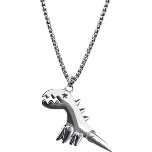 Korean Fashion Daisy Dinosaur Necklace Titanium Steel Dragon Necklace Chain Charm Women Jewelry Angel Lock Necklace Men 2020 New