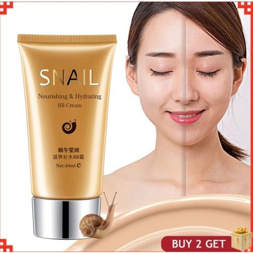 40g New Natural Brightening Snail BB Cream Moisturizing Foundation Base Makeup Whitening Face Beauty Cosmetics Care