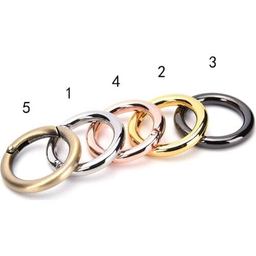 5PCS 28MM Gold Circle Round Carabiner Camping Spring Snap Clip Hook Keychain Camping Climbing Hiking Outdoor 4Colors