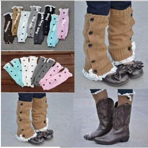 Lace Crochet Boot Cuffs Ballet Knit Leg Warmers Baby Buttons Trim Boot Cuff Christmas Leg Warmers Boot Socks Covers