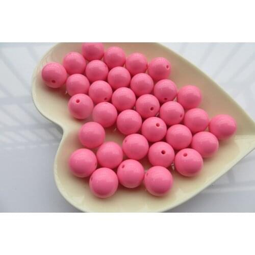 Kwoi vita New Mint Hotpink Color Chunky 20MM 100pcs Acrylic Solid Gumball Beads for Bubble Chunky Little Girl Jewelry