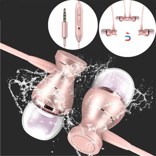 Magnetic Wired Stereo Earphones High Deep Bass Dual Drive Headset Earbuds Earphone For Xiaomi Huawei Samsung kulaklık