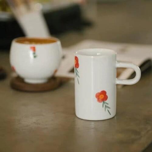 Керамика для авто Mug Ceramic Cute Coffee Cup Japanese Style Jingdezhen Handmade Stoneware Small Yellow Flower Small Fresh