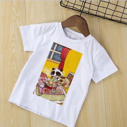 Unisex Fashion Kids Shirt 2020 Boy Clothes Summer Girl T Shirt Cartoon Panda Hot Pot Plant Printed Girls T Shirts O-neck 24M-9T