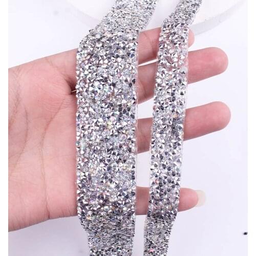 Fashion Rhinestone Tape Trim Strass Hot Fix Rhinestones For Clothes Resin Decoration Trimming Rhinestone Chain Shining Ribbon