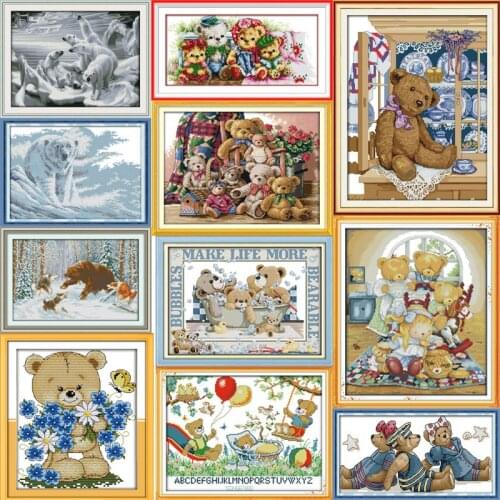 Oneroom cross-stitch kit cross stitch set Teddy bear series and bear series Counted Cross Stitch Kits Embroidery Needlework
