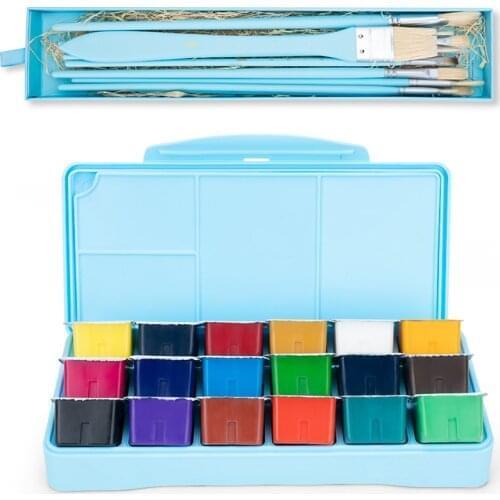 MIYA Gouache watercolor Paint Brush Set 18 Colors * 30ml Unique Jelly Cup Design Portable Case with Palette for Artists Students