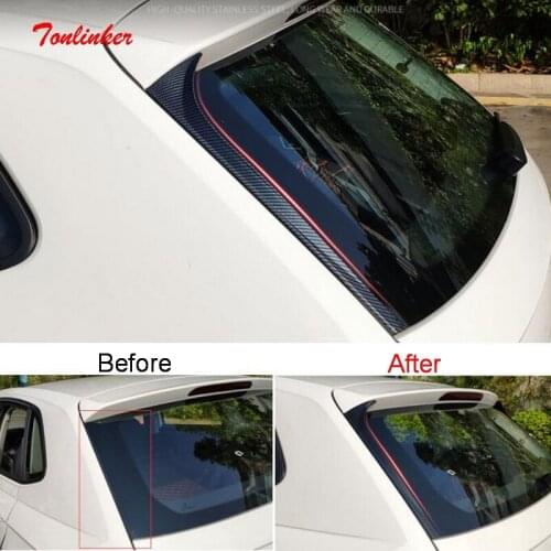 Tonlinker Exterior Tailgate Rear windshield Beside Cover Sticker for Volkswagen POLO 2019 Car Styling 2 PCS ABS Cover Sticker