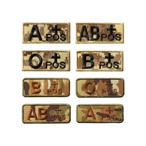 Blood Type patch Embroidery camo Military patches Tactical stripes A+ O+ B+ AB+ Positive Badges Hook&Loop