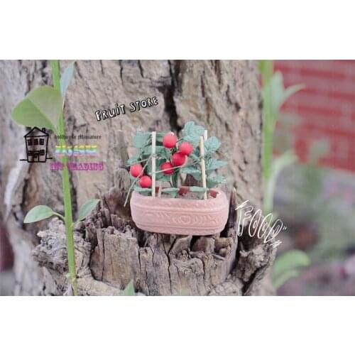 NEW 1:12 Dollhouse Miniature Tomato Pottery Potted Plant Diy Model Classic Toys